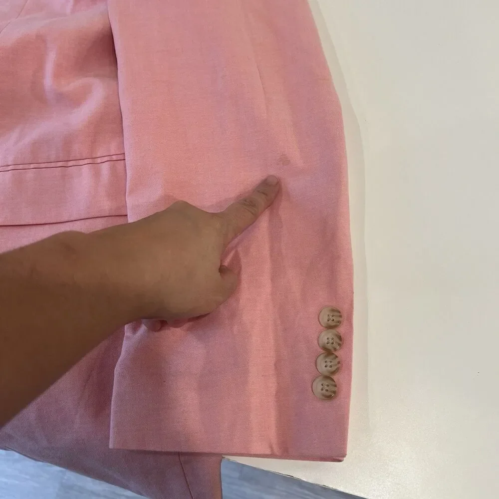 Saddlebred Men's 44L Pink 2 Button 100% Cotton Blazer Sport Coat Jacket